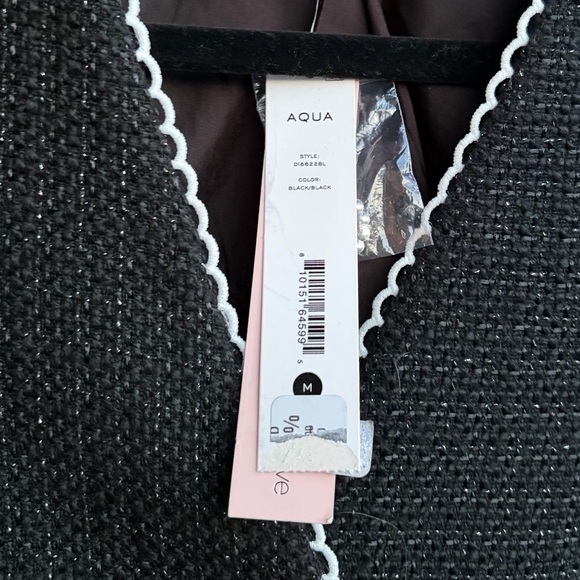 🆕 AQUA Black Tweed Lace Trim Button Front Dress Bloomingdale’s Office Size M - Picture 16 of 16